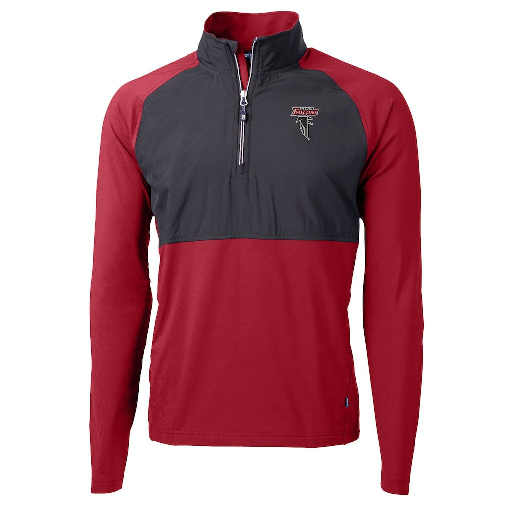 Atlanta Falcons Cutter & Buck Adapt Eco Knit Hybrid Recycled Raglan DryTec Quarter-Zip Top Red | NFL