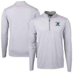 Carolina Panthers Cutter & Buck Virtue Eco Pique Micro Stripe Recycled Quarter-Zip Jacket Gray | NFL