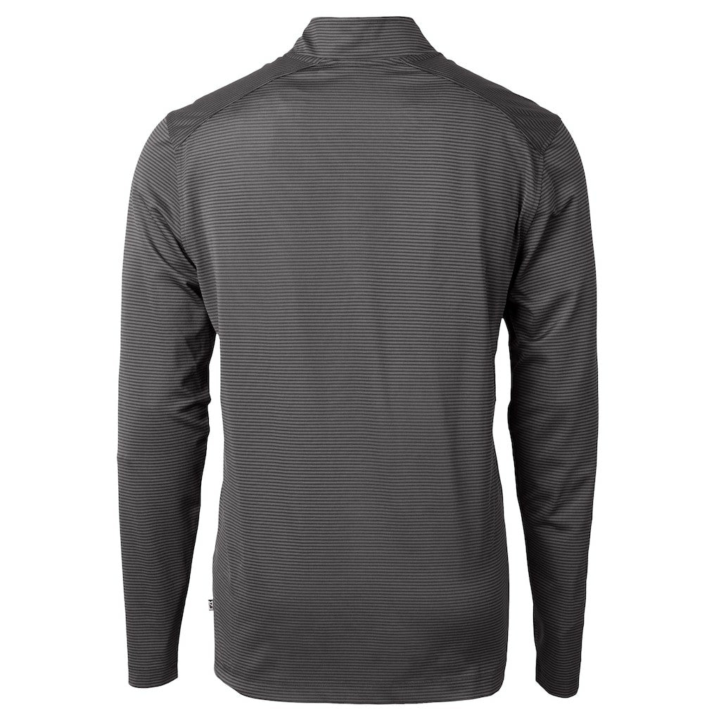 Carolina Panthers Cutter & Buck Virtue Eco Pique Micro Stripe Recycled Quarter-Zip Jacket Black | NFL