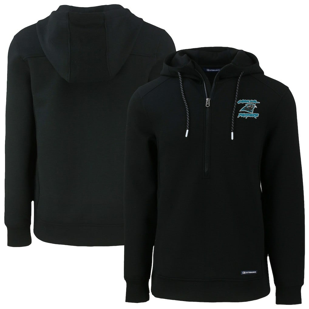 Carolina Panthers Cutter & Buck Roam Eco Recycled Half-Zip Hoodie Black | NFL