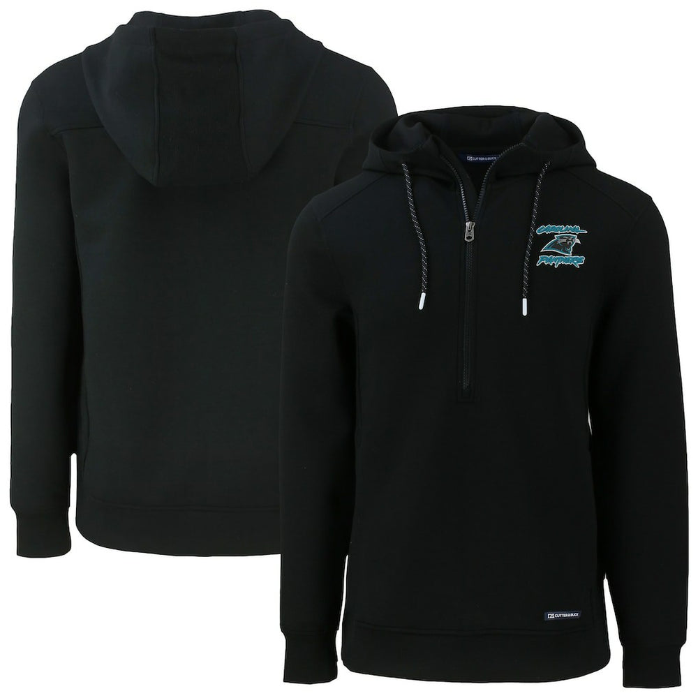 Carolina Panthers Cutter & Buck Roam Eco Recycled Half-Zip Hoodie Black | NFL
