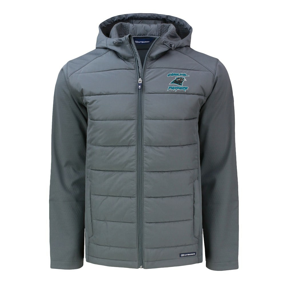 Carolina Panthers Cutter & Buck Evoke Hybrid Eco Softshell Recycled Full-Zip Hoodie Jacket Gray | NFL