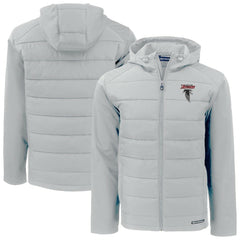 Atlanta Falcons Cutter & Buck Evoke Hybrid Eco Softshell Recycled Full-Zip Hoodie Jacket Light Gray | NFL