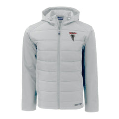 Atlanta Falcons Cutter & Buck Evoke Hybrid Eco Softshell Recycled Full-Zip Hoodie Jacket Light Gray | NFL