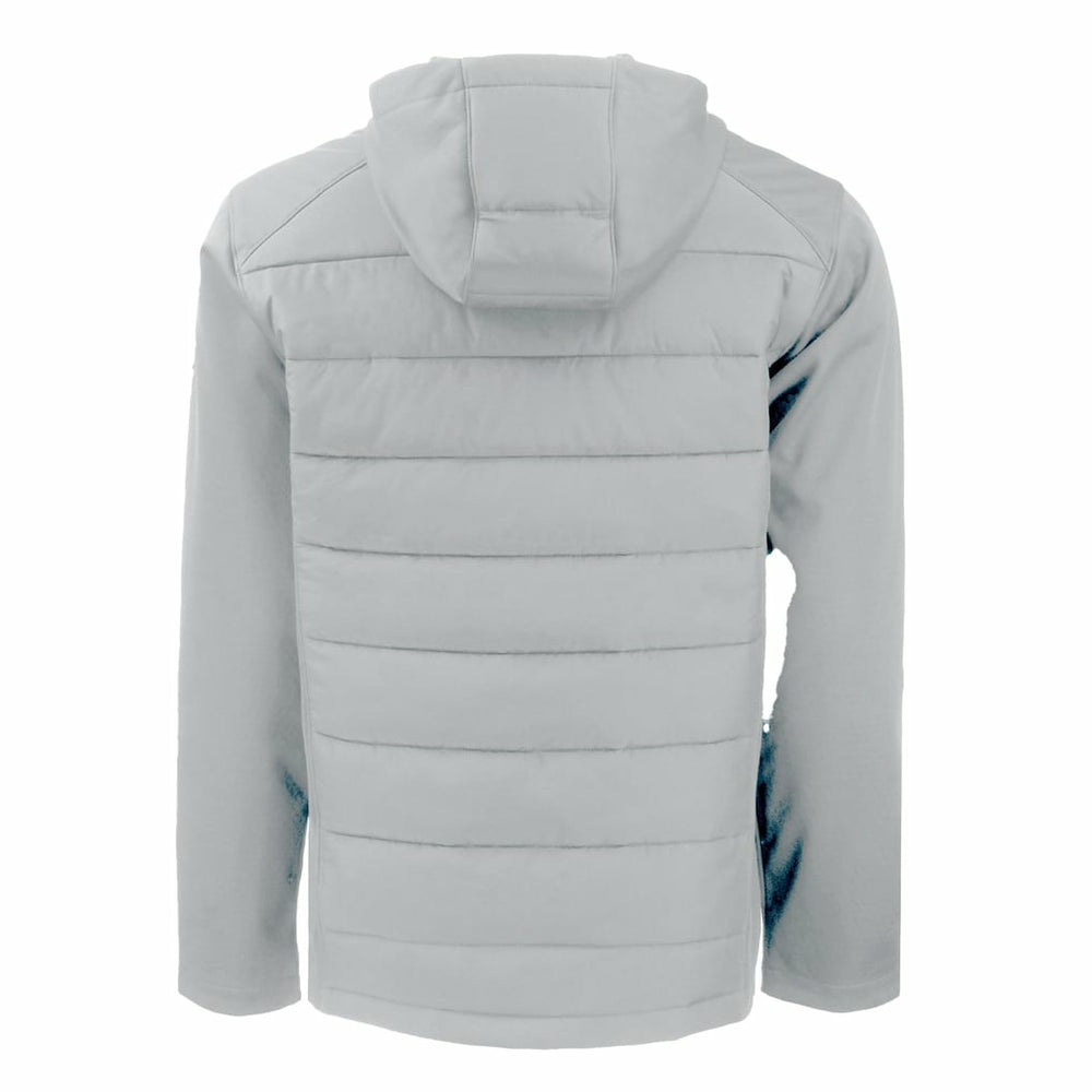 Atlanta Falcons Cutter & Buck Evoke Hybrid Eco Softshell Recycled Full-Zip Hoodie Jacket Light Gray | NFL