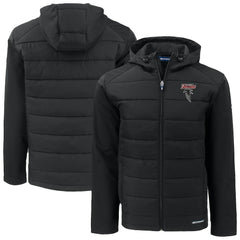 Atlanta Falcons Cutter & Buck Evoke Hybrid Eco Softshell Recycled Full-Zip Hoodie Jacket Black | NFL