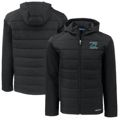 Carolina Panthers Cutter & Buck Evoke Hybrid Eco Softshell Recycled Full-Zip Hoodie Jacket Black | NFL