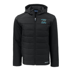 Carolina Panthers Cutter & Buck Evoke Hybrid Eco Softshell Recycled Full-Zip Hoodie Jacket Black | NFL