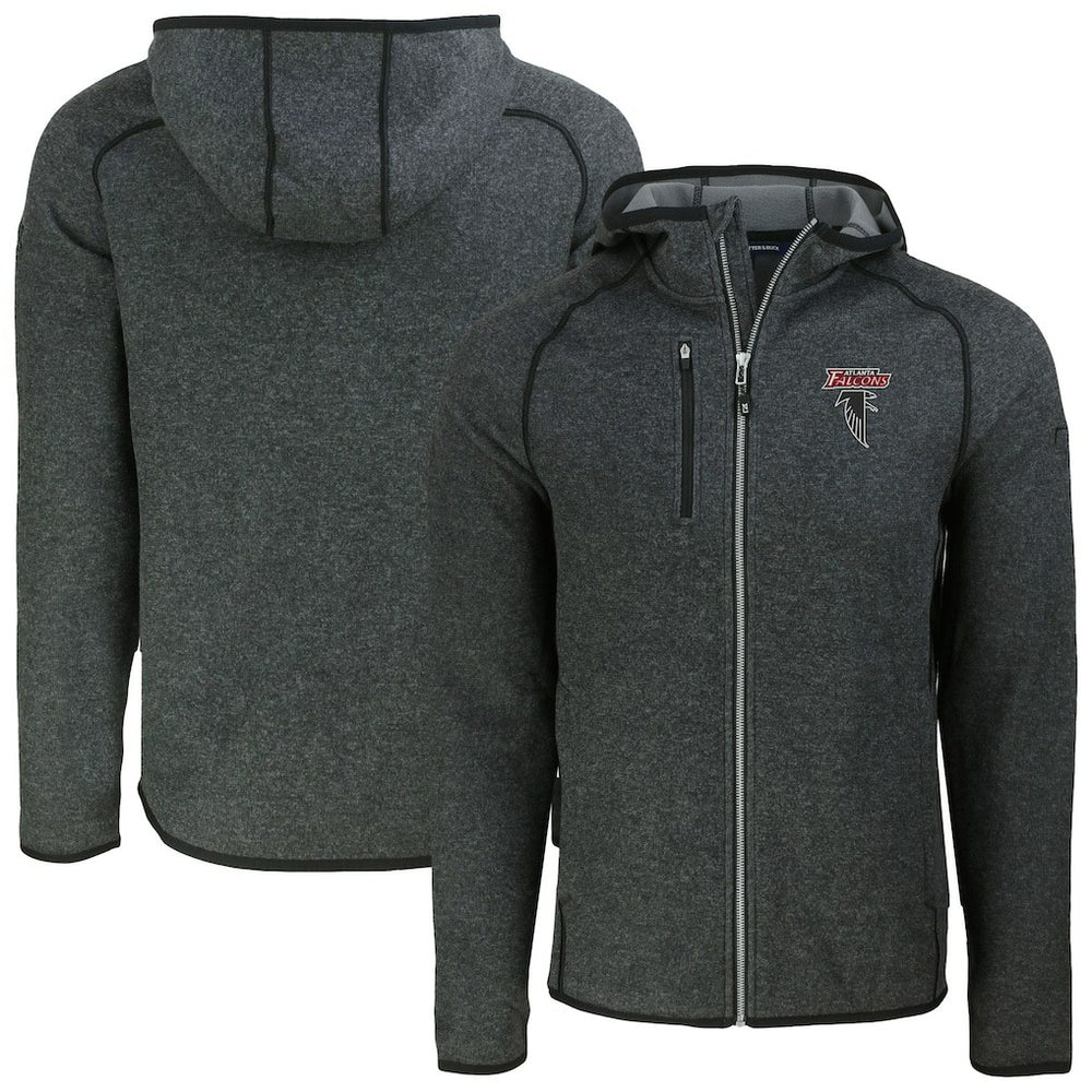 Atlanta Falcons Cutter & Buck Mainsail Hoodie Raglan Full-Zip Jacket Heather Charcoal | NFL