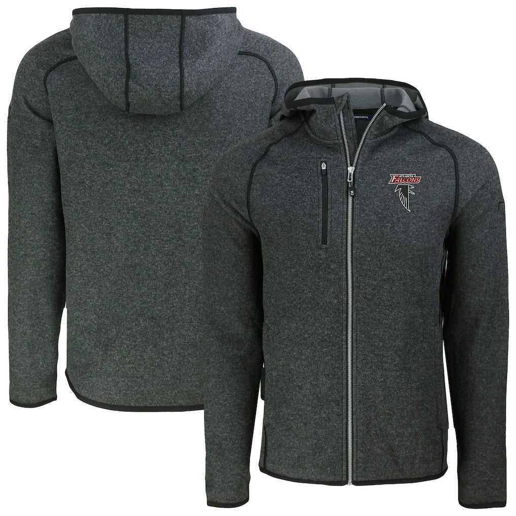 Atlanta Falcons Cutter & Buck Mainsail Hoodie Raglan Full-Zip Jacket Heather Charcoal | NFL