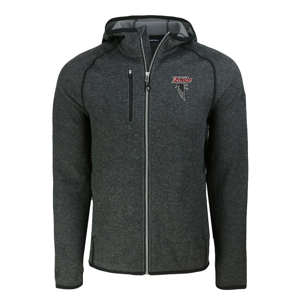 Atlanta Falcons Cutter & Buck Mainsail Hoodie Raglan Full-Zip Jacket Heather Charcoal | NFL
