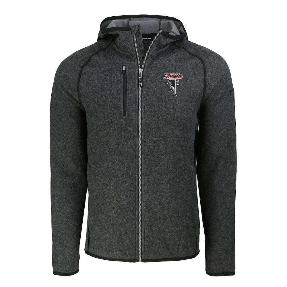 Atlanta Falcons Cutter & Buck Mainsail Hoodie Raglan Full-Zip Jacket Heather Charcoal | NFL