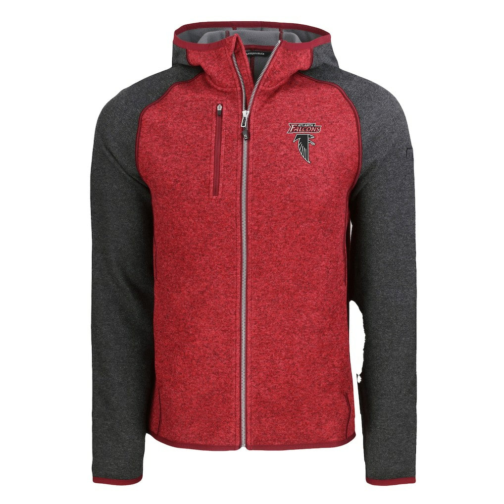 Atlanta Falcons Cutter & Buck Mainsail Hoodie Raglan Full-Zip Jacket Heather Red | NFL