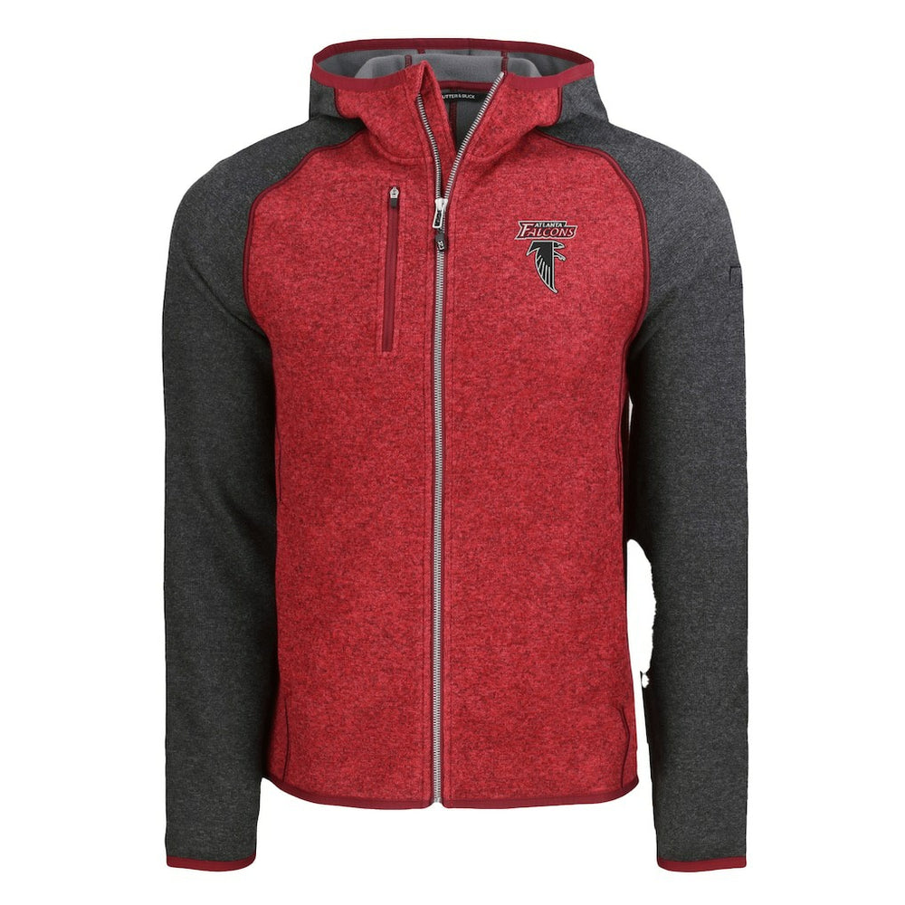 Atlanta Falcons Cutter & Buck Mainsail Hoodie Raglan Full-Zip Jacket Heather Red | NFL