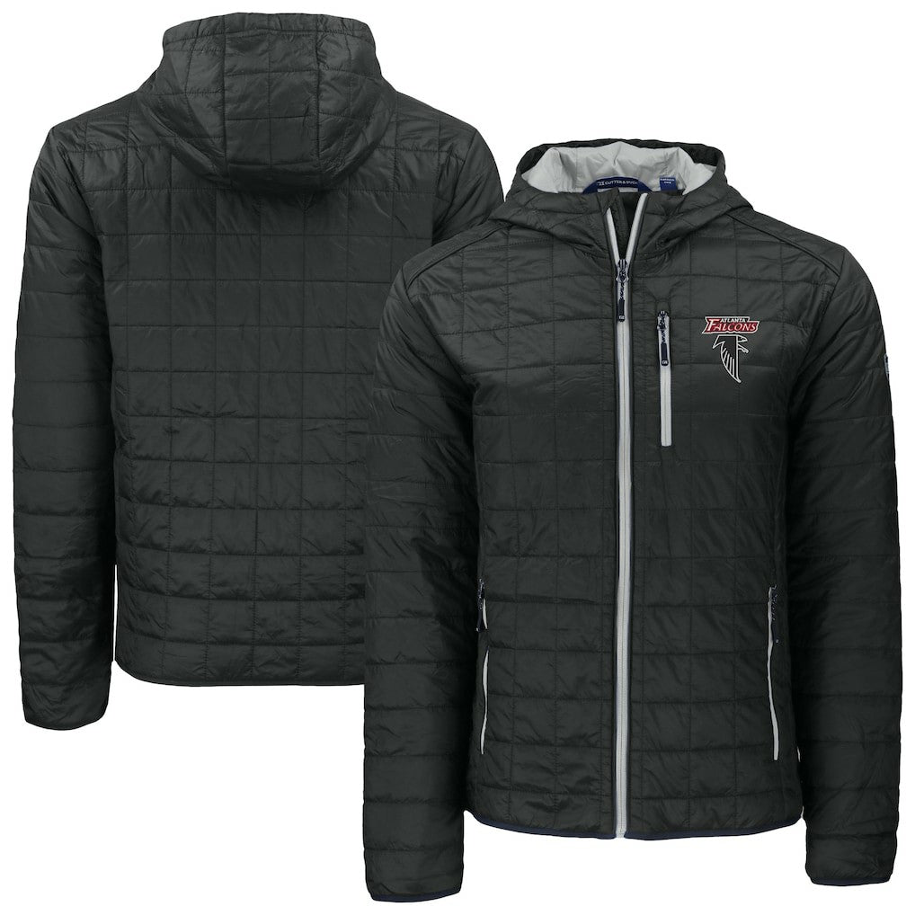 Atlanta Falcons Cutter & Buck Rainier PrimaLoft Eco Insulated Full-Zip Puffer Jacket Black | NFL