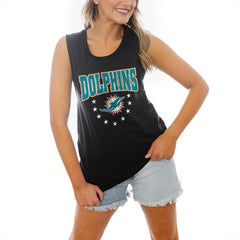Miami Dolphins Gameday Couture Women's Baby You're A Star Racerback Scoop Neck Tapered Tank Top Black | NFL