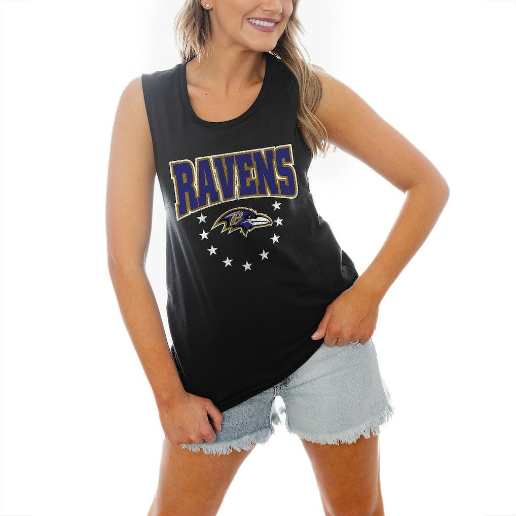 Baltimore Ravens Gameday Couture Women's Baby You're A Star Racerback Scoop Neck Tapered Tank Top Black | NFL