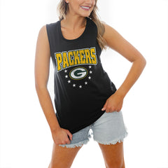 Green Bay Packers Gameday Couture Women's Baby You're A Star Racerback Scoop Neck Tapered Tank Top Black | NFL
