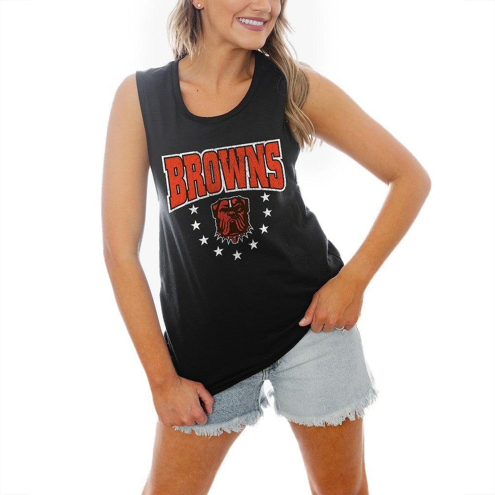 Cleveland Browns Gameday Couture Women's Baby You're A Star Racerback Scoop Neck Tapered Tank Top Black | NFL