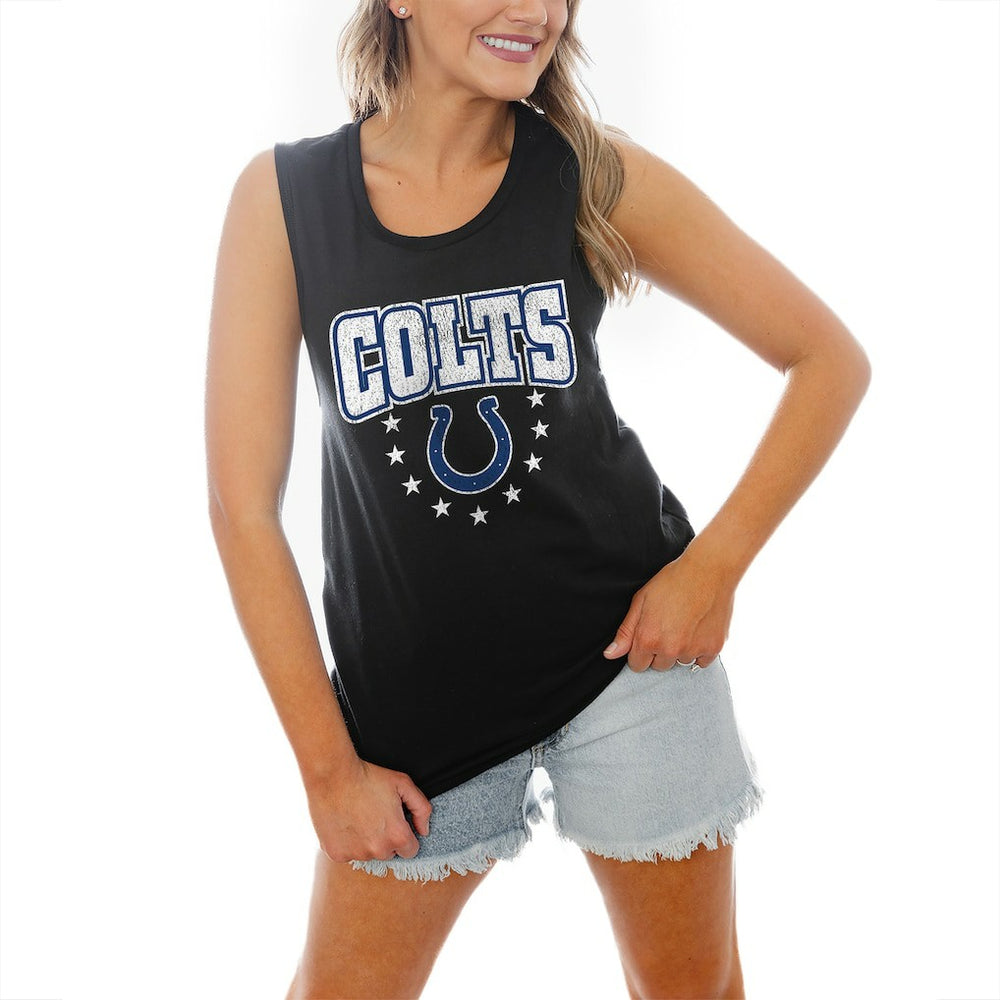 Indianapolis Colts Gameday Couture Women's Baby You're A Star Racerback Scoop Neck Tapered Tank Top Black | NFL