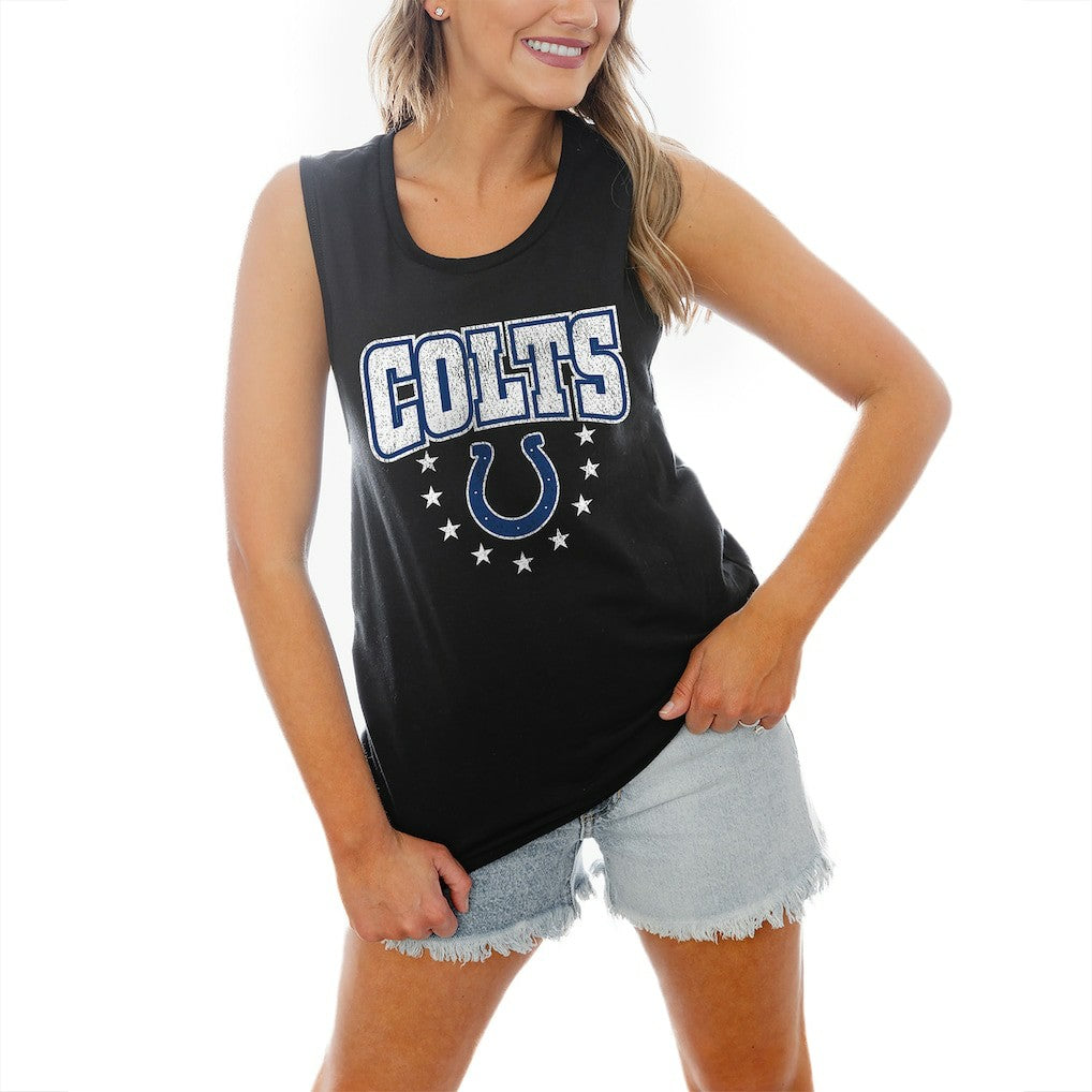 Indianapolis Colts Gameday Couture Women's Baby You're A Star Racerback Scoop Neck Tapered Tank Top Black | NFL