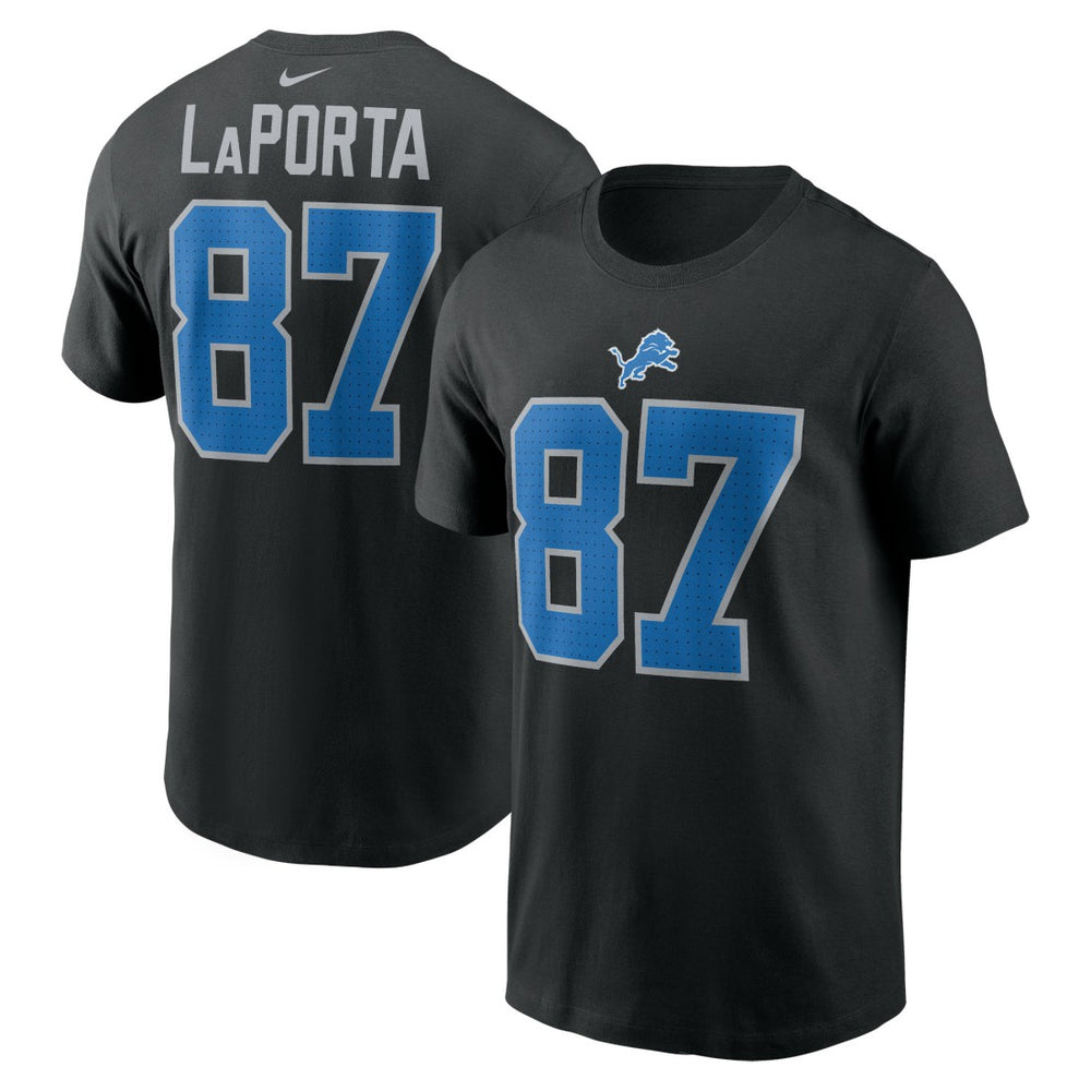 Sam LaPorta Detroit Lions Name & Number T-Shirt Black | Nike for Sale