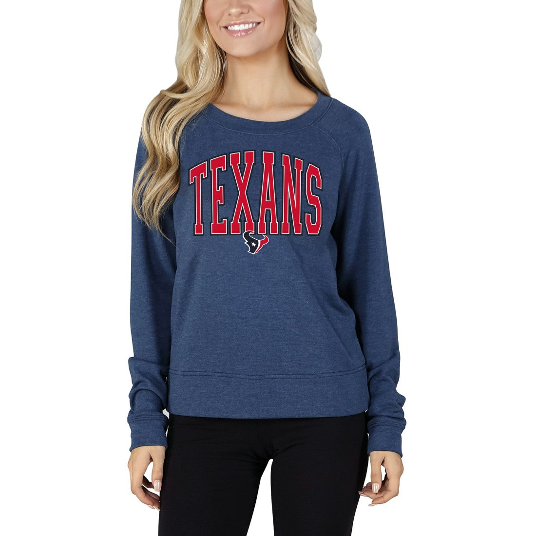 Houston Texans Concepts Sport Women's Mainstream Terry Tri-Blend Long Sleeve Top Navy | NFL