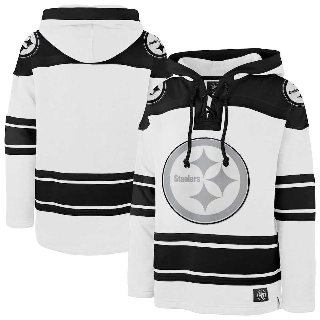 Pittsburgh Steelers '47 After Image Superior Lacer Pullover Hoodie White | 47 brand