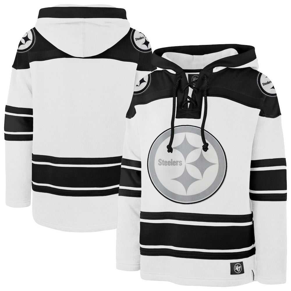 Pittsburgh Steelers '47 After Image Superior Lacer Pullover Hoodie White | 47 brand