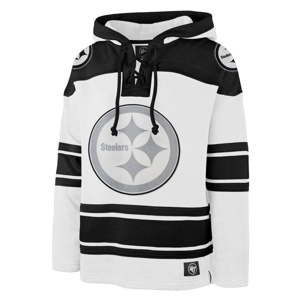 Pittsburgh Steelers '47 After Image Superior Lacer Pullover Hoodie White | 47 brand