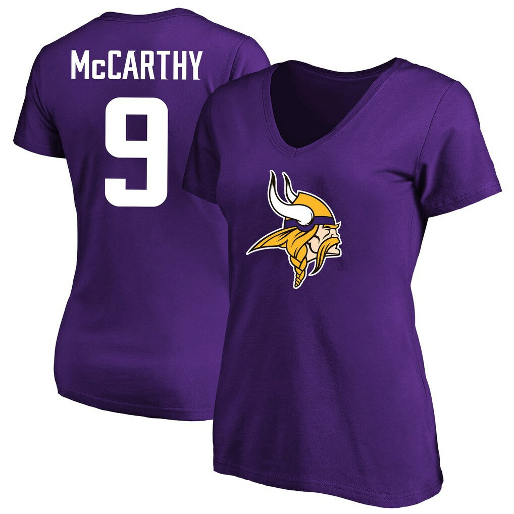 J.J. McCarthy Minnesota Vikings Women's Plus Size Fair Catch Name & Number Scoop Neck T-Shirt Purple | NFL