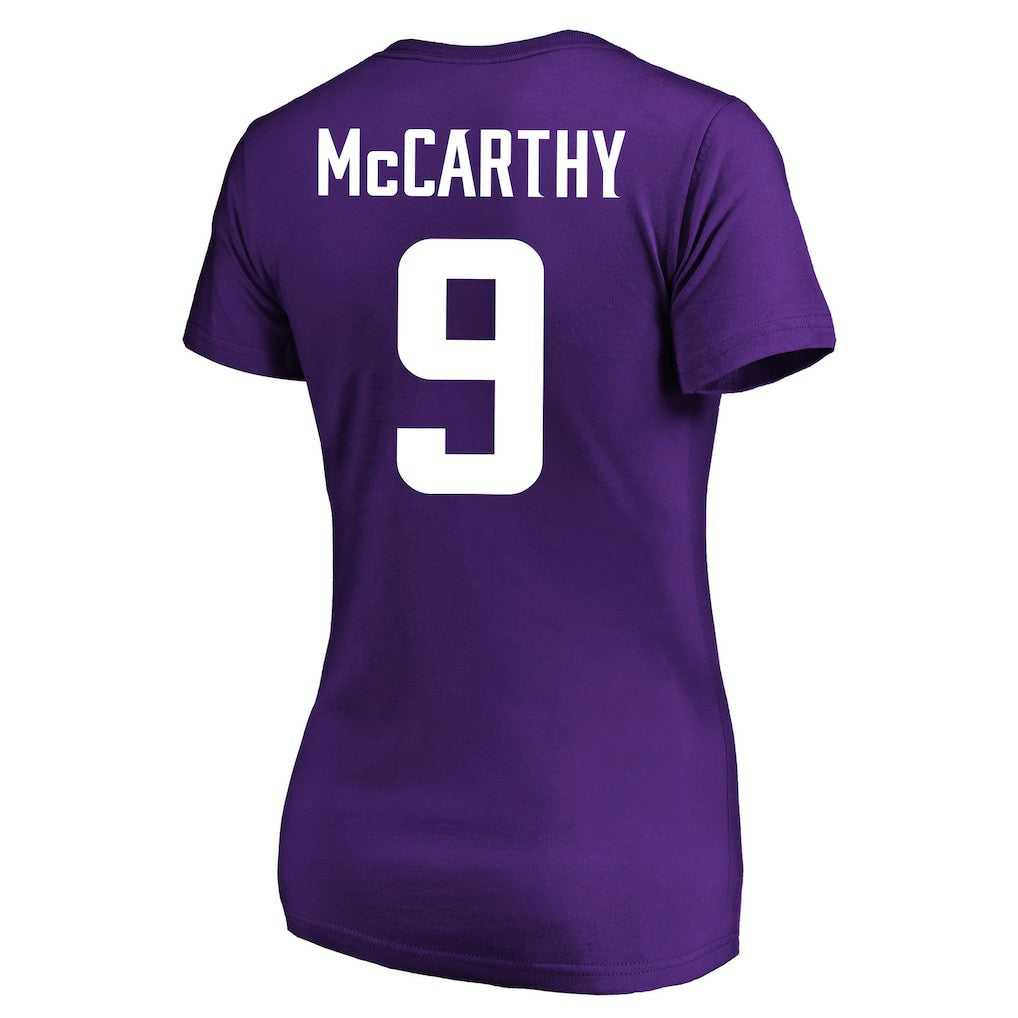 J.J. McCarthy Minnesota Vikings Women's Plus Size Fair Catch Name & Number Scoop Neck T-Shirt Purple | NFL