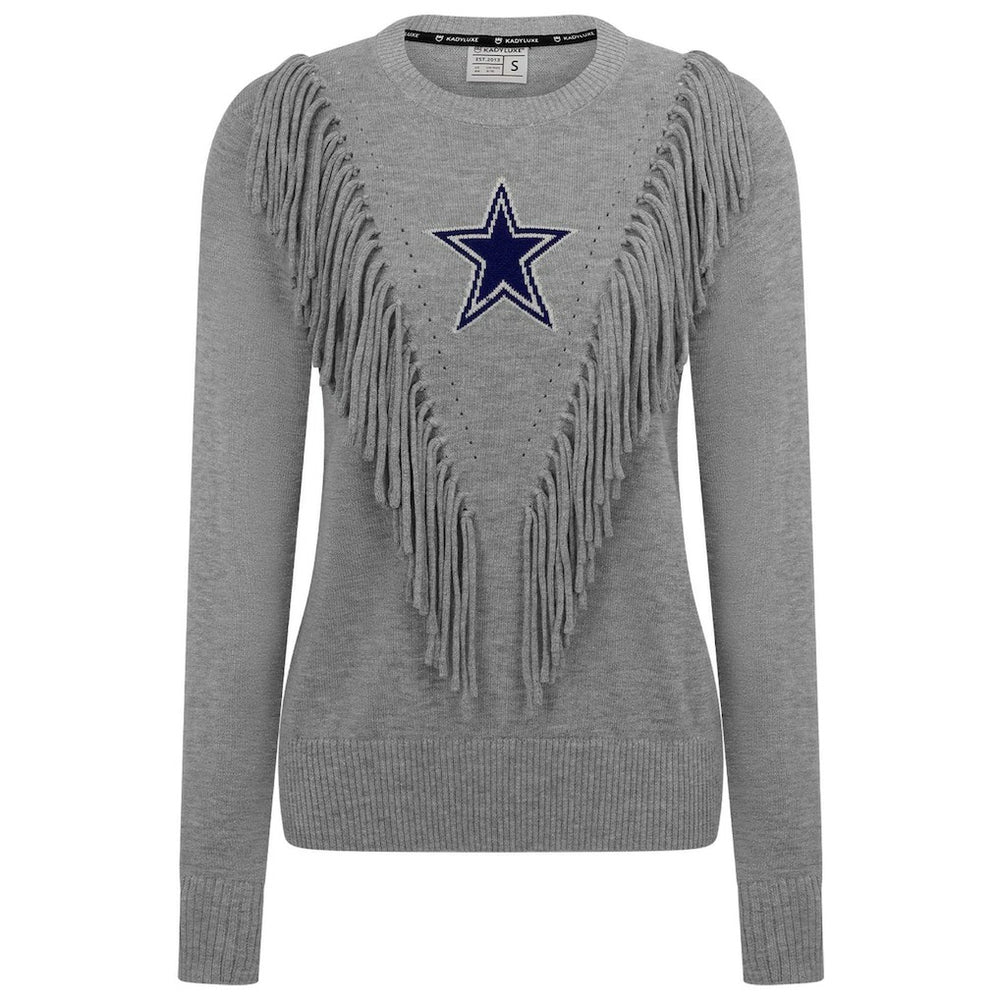 Dallas Cowboys Women's Fringe Sparkle Pullover Sweater Silver | NFL