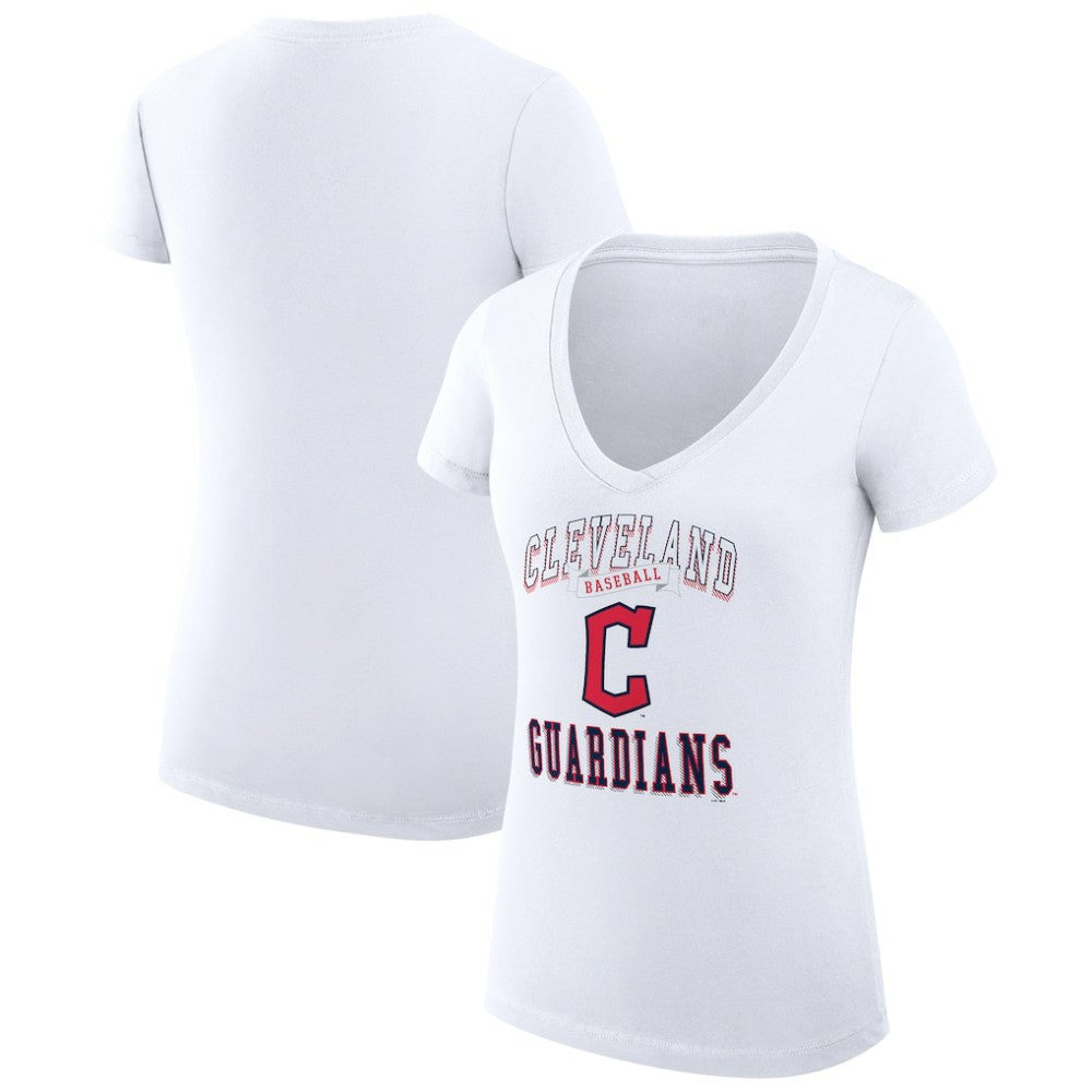 Cleveland Guardians G-III 4Her by Carl Banks Women's Super-Slim Fit Lightweight Team Logo Graphic V-Neck T-Shirt - MLB