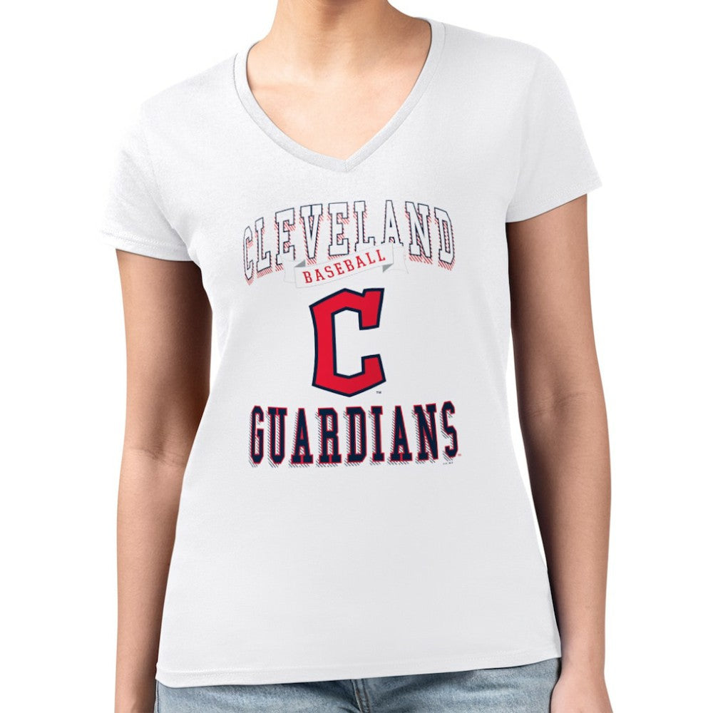 Cleveland Guardians G-III 4Her by Carl Banks Women's Super-Slim Fit Lightweight Team Logo Graphic V-Neck T-Shirt - MLB