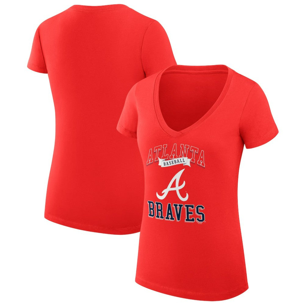 Atlanta Braves G-III 4Her by Carl Banks Women's Super-Slim Fit Lightweight Team Logo Graphic V-Neck T-Shirt - MLB