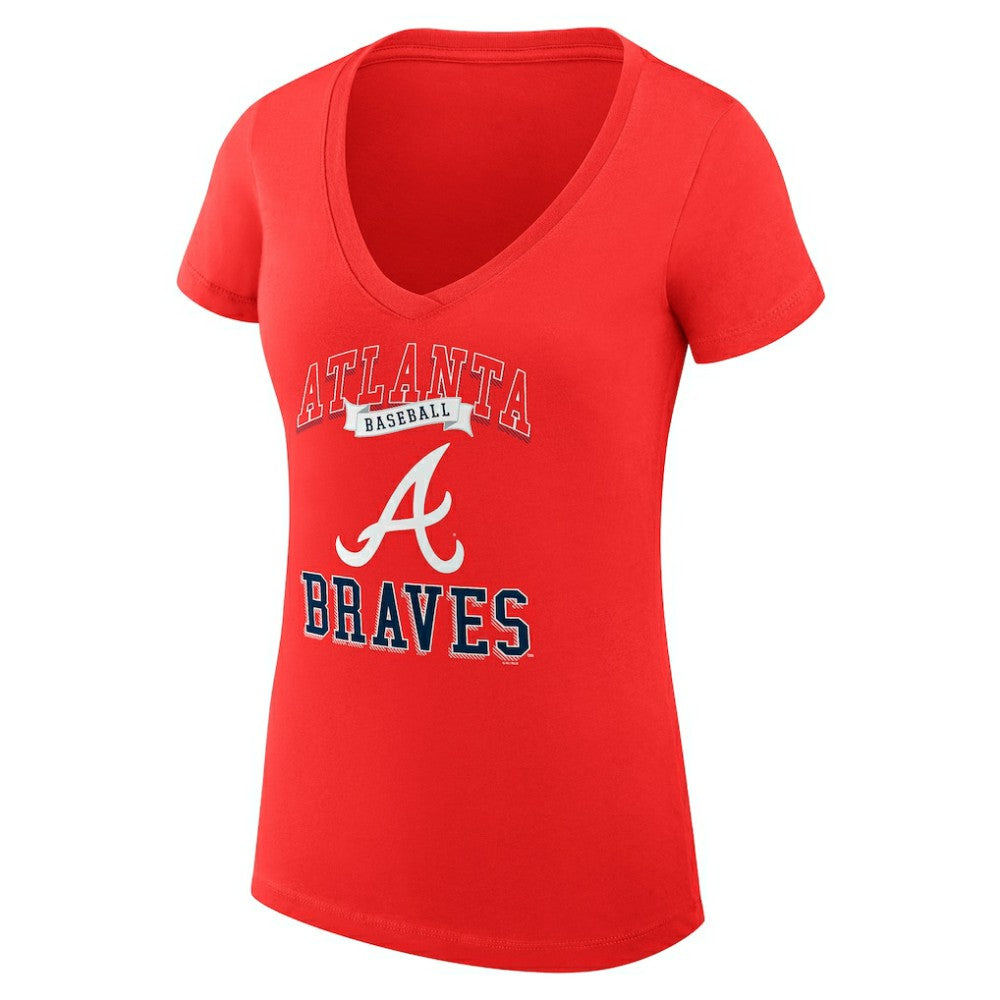 Atlanta Braves G-III 4Her by Carl Banks Women's Super-Slim Fit Lightweight Team Logo Graphic V-Neck T-Shirt - MLB