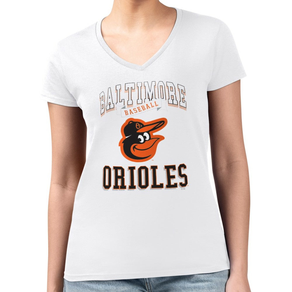 Baltimore Orioles G-III 4Her by Carl Banks Women's Super-Slim Fit Lightweight Team Logo Graphic V-Neck T-Shirt - MLB