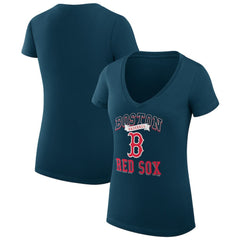Boston Red Sox G-III 4Her by Carl Banks Women's Super-Slim Fit Lightweight Team Logo Graphic V-Neck T-Shirt - MLB