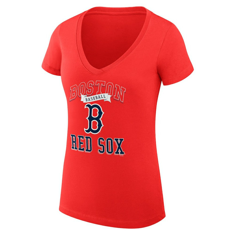 Boston Red Sox G-III 4Her by Carl Banks Women's Super-Slim Fit Lightweight Team Logo Graphic V-Neck T-Shirt - MLB
