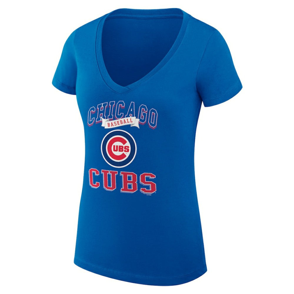 Chicago Cubs G-III 4Her by Carl Banks Women's Super-Slim Fit Lightweight Team Logo Graphic V-Neck T-Shirt - MLB