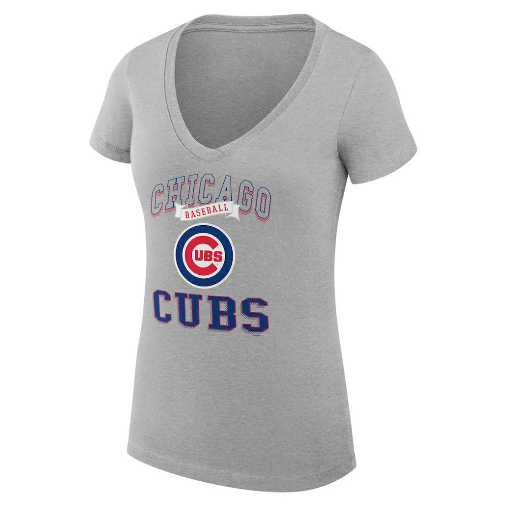 Chicago Cubs G-III 4Her by Carl Banks Women's Super-Slim Fit Lightweight Team Logo Graphic V-Neck T-Shirt - MLB