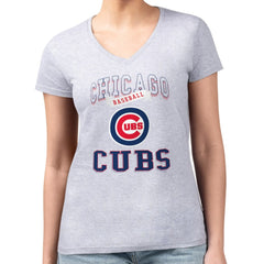 Chicago Cubs G-III 4Her by Carl Banks Women's Super-Slim Fit Lightweight Team Logo Graphic V-Neck T-Shirt - MLB