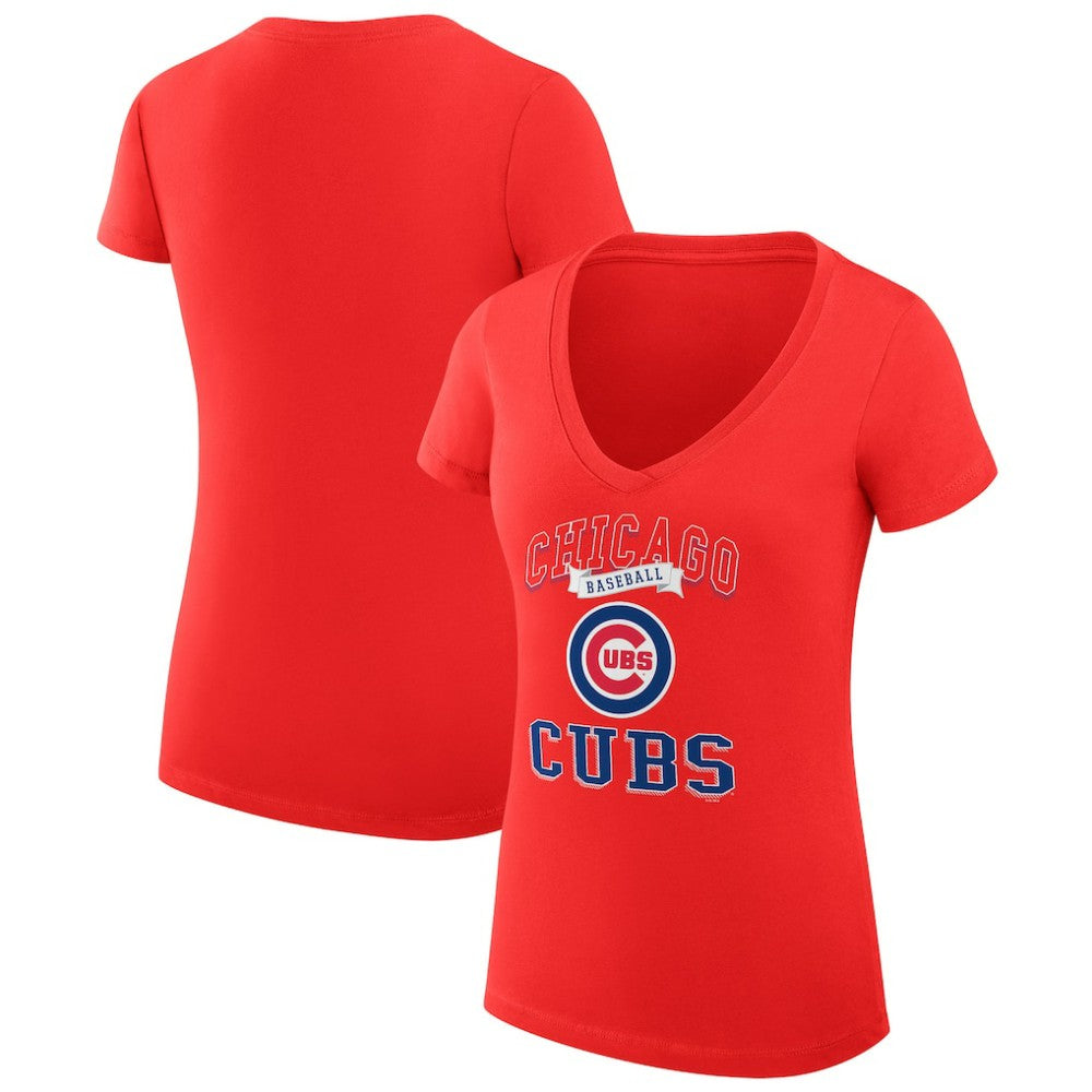 Chicago Cubs G-III 4Her by Carl Banks Women's Super-Slim Fit Lightweight Team Logo Graphic V-Neck T-Shirt - MLB