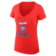 Chicago Cubs G-III 4Her by Carl Banks Women's Super-Slim Fit Lightweight Team Logo Graphic V-Neck T-Shirt - MLB