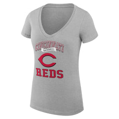 Cincinnati Reds G-III 4Her by Carl Banks Women's Super-Slim Fit Lightweight Team Logo Graphic V-Neck T-Shirt - MLB