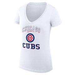 Chicago Cubs G-III 4Her by Carl Banks Women's Super-Slim Fit Lightweight Team Logo Graphic V-Neck T-Shirt - MLB