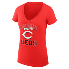 Cincinnati Reds G-III 4Her by Carl Banks Women's Super-Slim Fit Lightweight Team Logo Graphic V-Neck T-Shirt - MLB