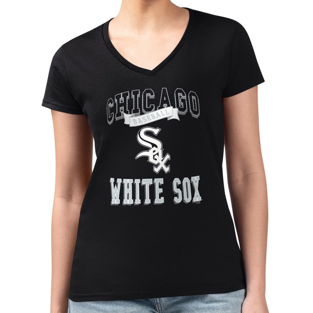 Chicago White Sox G-III 4Her by Carl Banks Women's Super-Slim Fit Lightweight Team Logo Graphic V-Neck T-Shirt - MLB