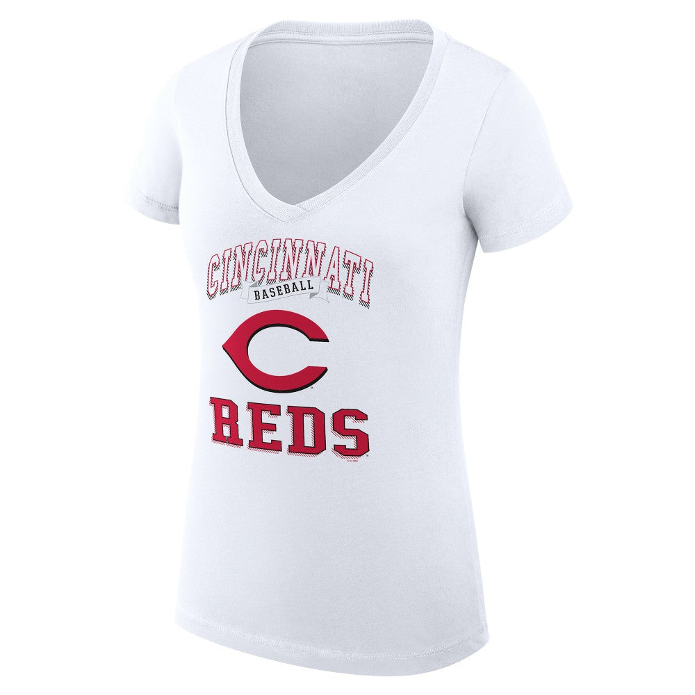 Cincinnati Reds G-III 4Her by Carl Banks Women's Super-Slim Fit Lightweight Team Logo Graphic V-Neck T-Shirt - MLB